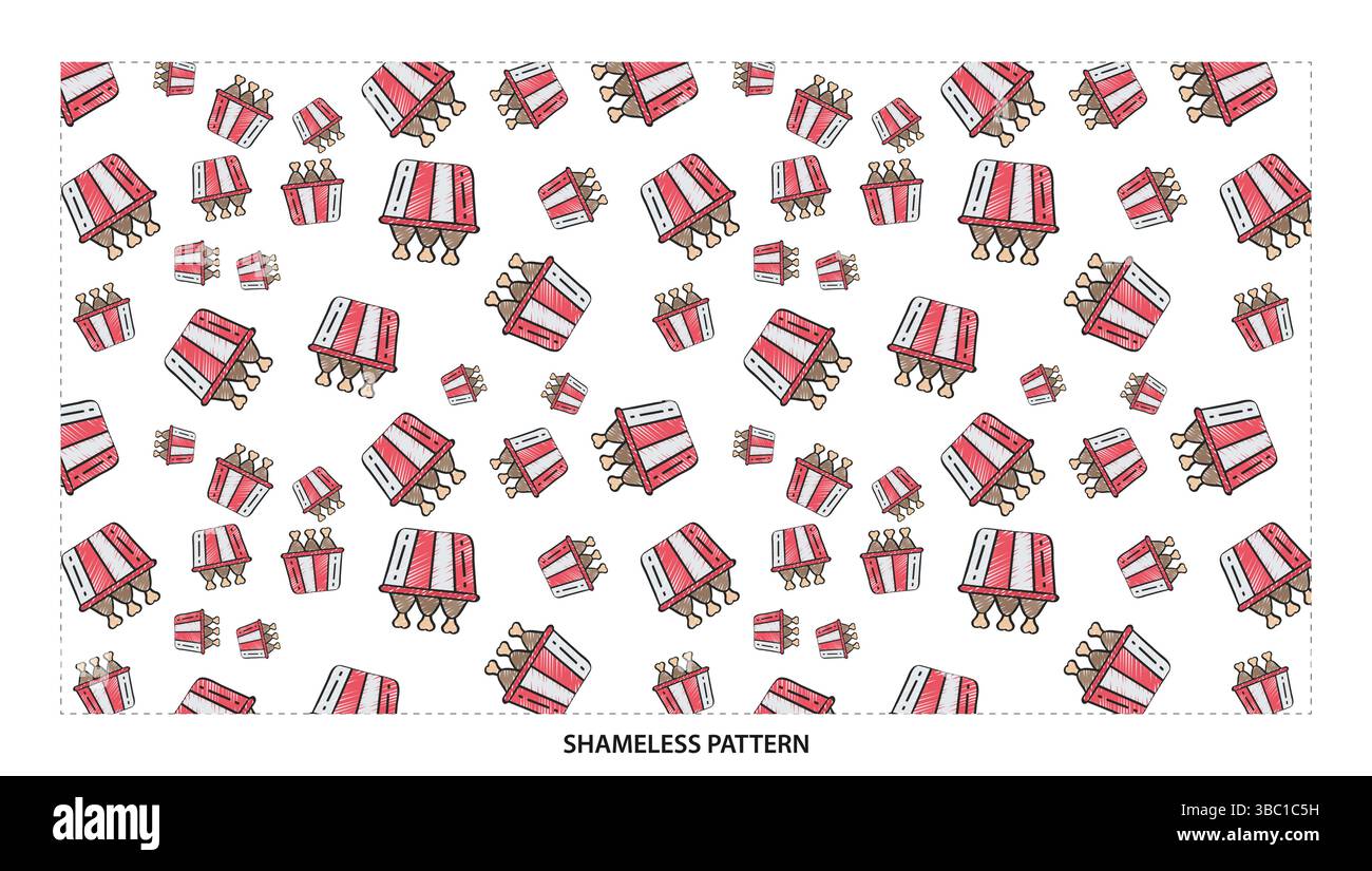 Cartoon Bucket of Ribs Seamless Pattern for BBQ and Food Themes Stock ...
