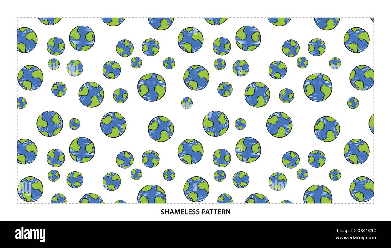 Cartoon Earth Globe Seamless Pattern for Geography and Environmental ...