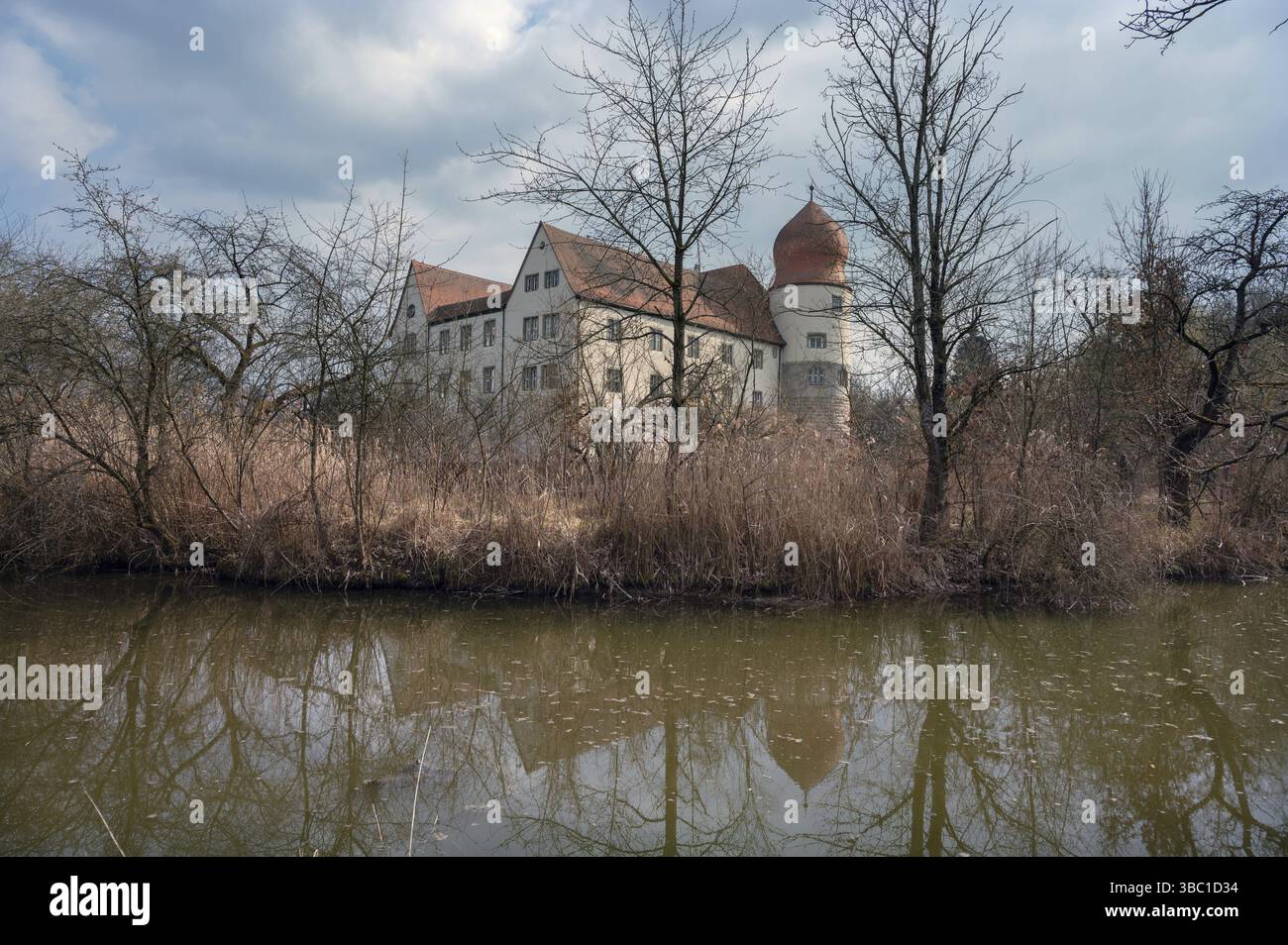 Moated castle, originally a manor house, converted into a Renaissance ...