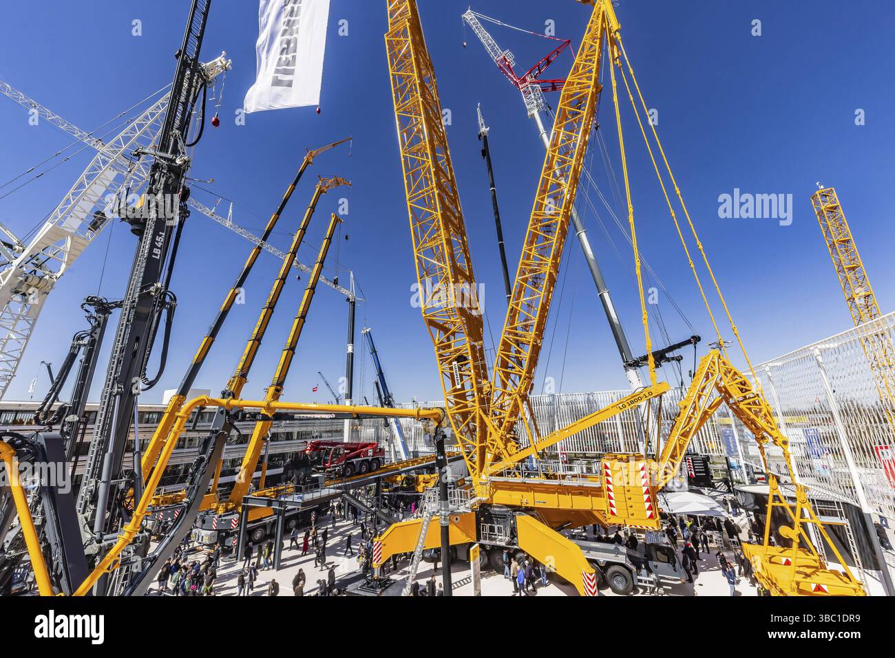 LG 1800-1.0 lattice boom crane with a maximum lifting height of 204 metres for wind turbines. BAUMA Munich, 34th World's Leading Trade Fair for Constr Stock Photo