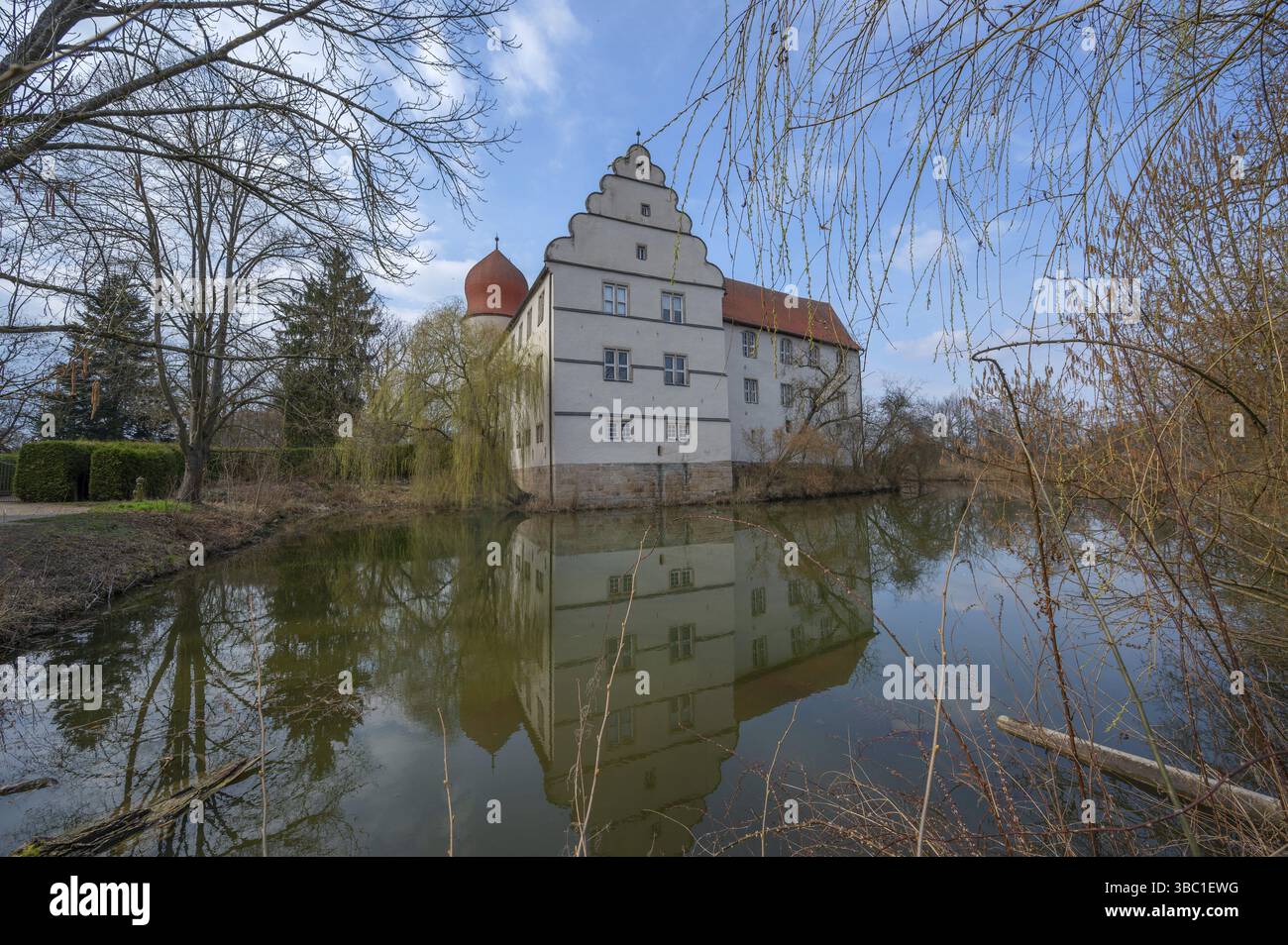 Moated castle, originally a manor house, converted into a Renaissance ...