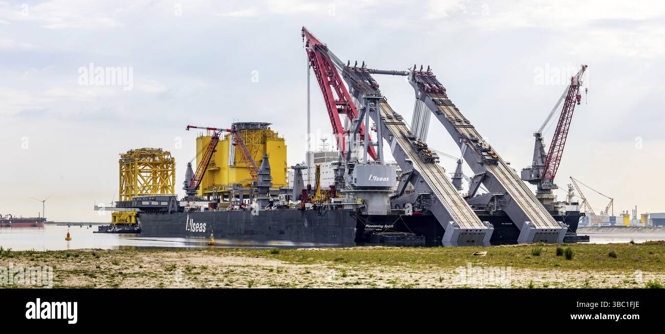 Pioneering Spirit. Workboat of the Swiss offshore service provider Allseas. The world's largest workboat for laying pipelines. It is the largest ship Stock Photo