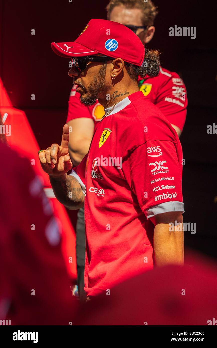 Imola, Italy. 17th May, 2025. Lewis Hamilton of Great Britain and Scuderia Ferrari during Formula One Emilia Romagna Grand Prix. (Photo by Jay Hirano/SOPA Images/Sipa USA) Credit: Sipa USA/Alamy Live News Stock Photo