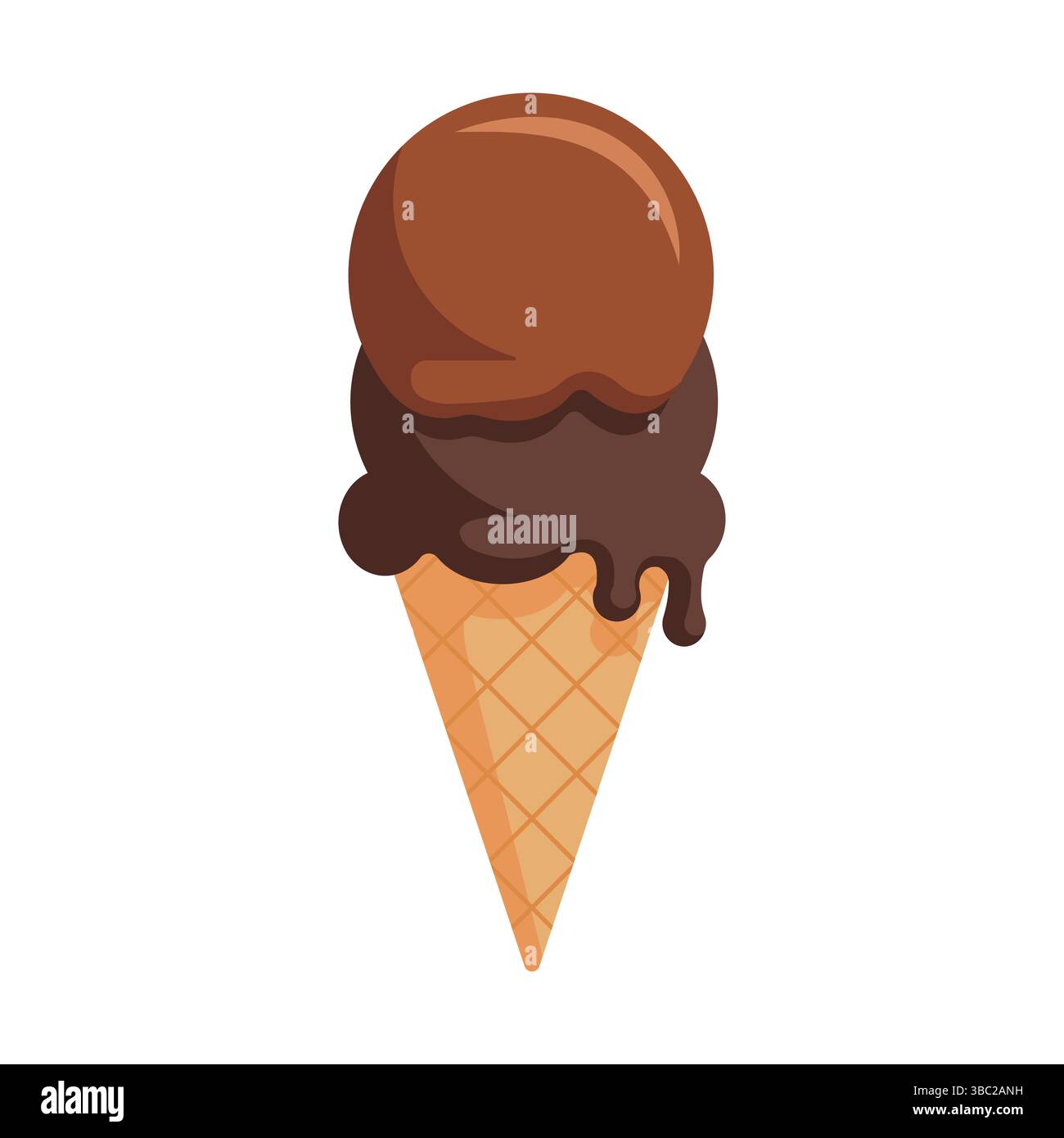 Chocolate ice cream waffle cone vector illustration. Isolated on ...