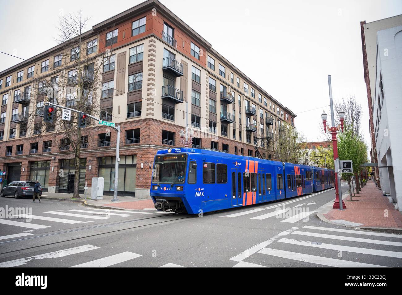 A Portland transit train in downtown Portland. Portland Oregon, USA ...