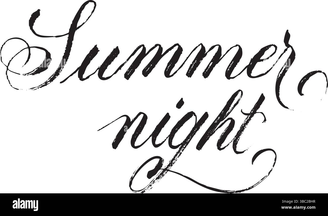 "Summer Night" brush hand lettering Stock Vector