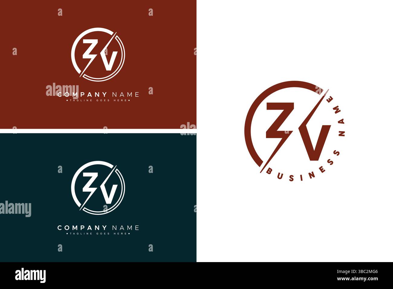 ZV Vector Logo Template - Simple Icon for Initial Letter Z and V Monogram Stock Vector