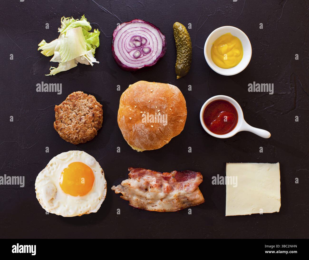 Black burger cutlet greens hi-res stock photography and images - Alamy