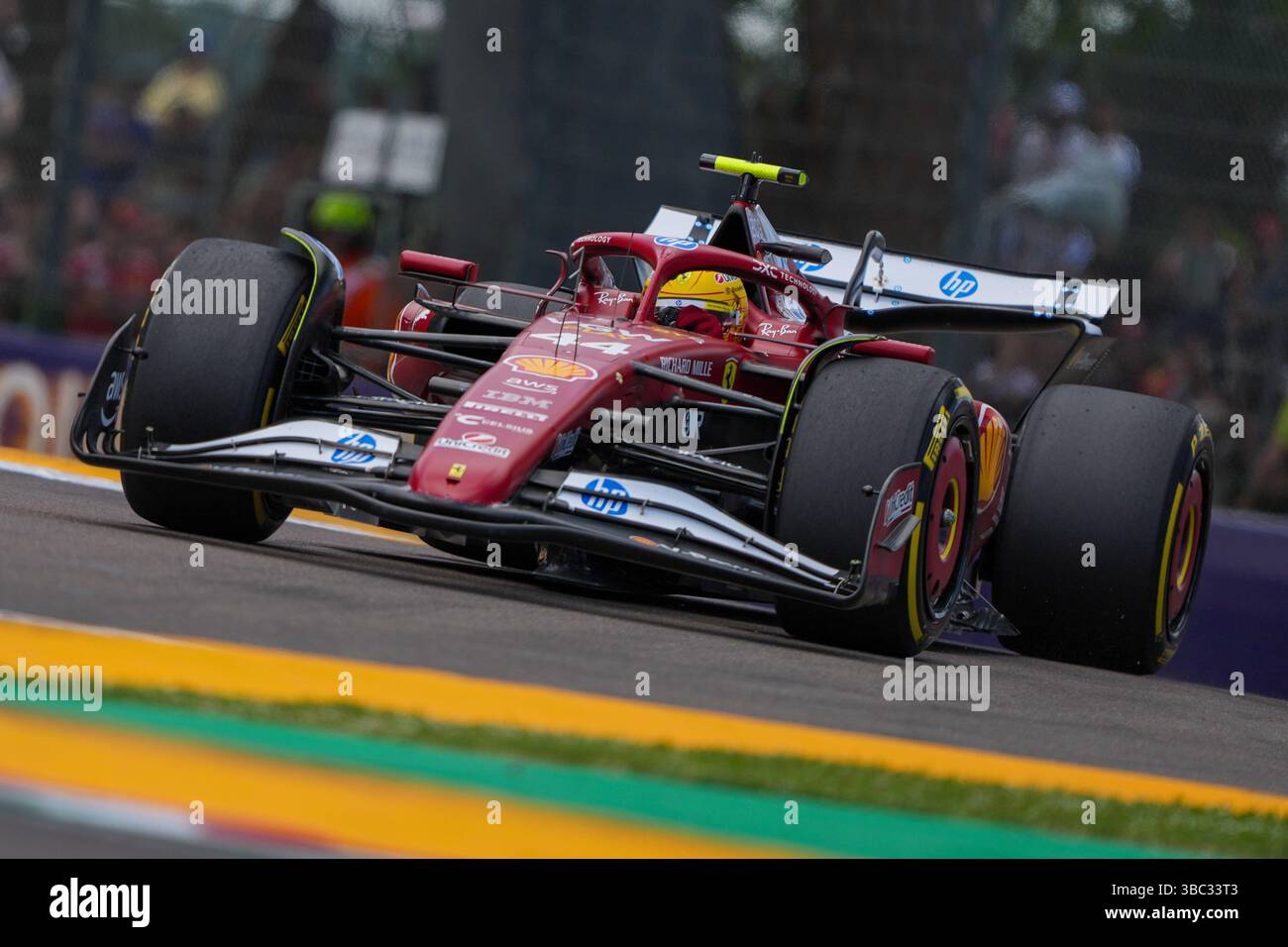 Imola, Italy. 18/20/2025. Lewis Hamilton of UK driving the (44) Scuderia Ferrari HP SF-25 Ferrari, Formula 1 AWS Gran Premio del Made in Italy e dell'Emilia-Romagna 2025.Credit: Alessio Morgese Ag. Foto MorAle / Emage / Alamy live news Stock Photo