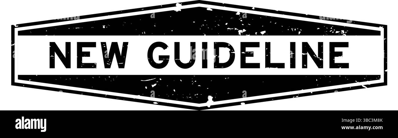 Grunge black new guideline word hexagon rubber seal stamp on white ...