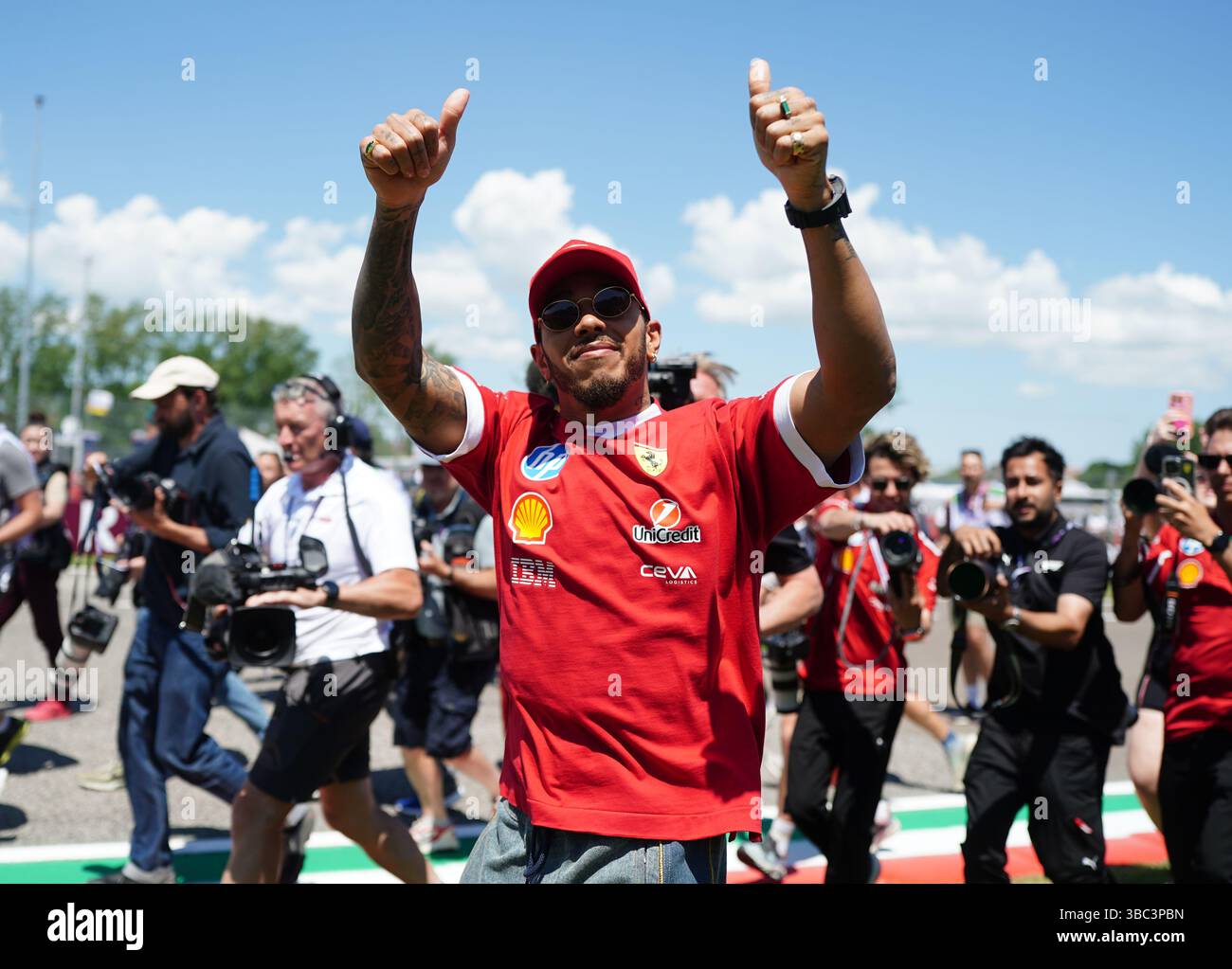 Ferrari driver Lewis Hamilton at the Autodromo Internazionale Enzo e Dino Ferrari, commonly known as Imola. Picture date: Sunday May 18, 2025. Stock Photo