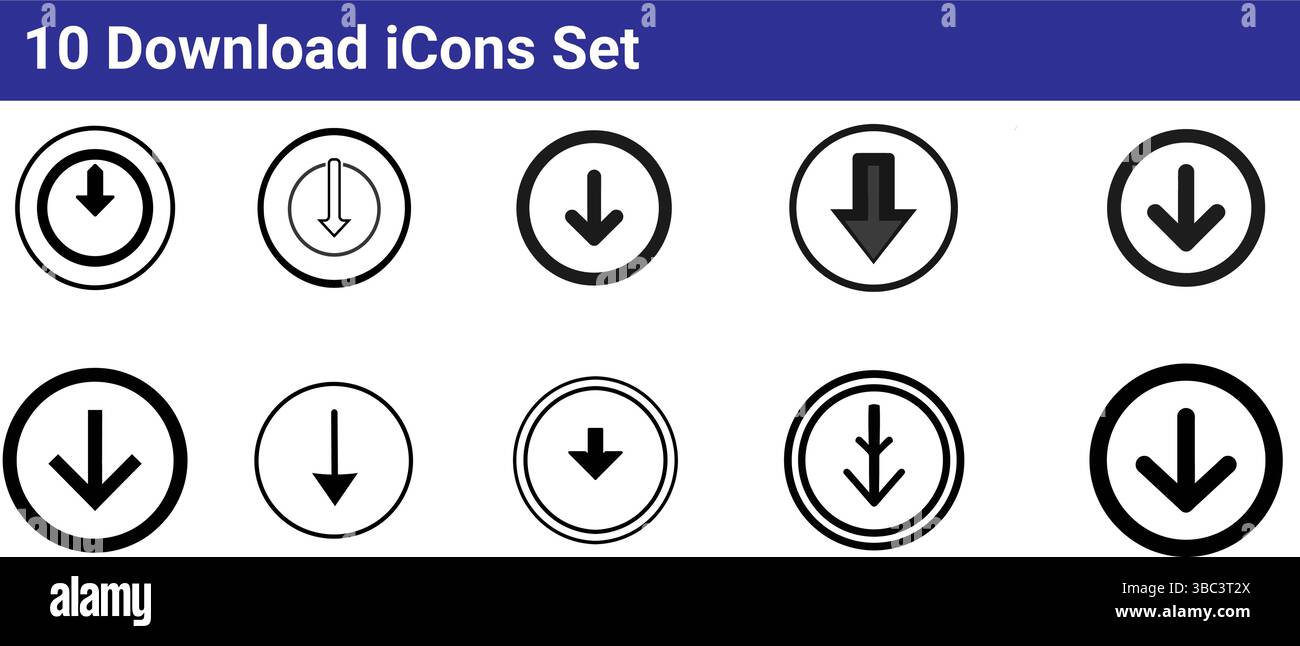 10 Download Icons Set: Simple Vector Graphics Stock Vector Image & Art ...