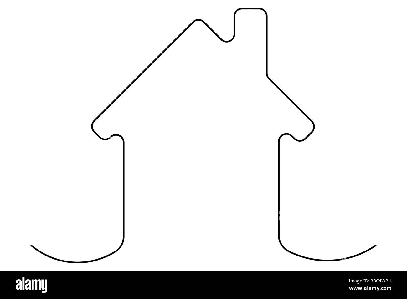 Continuous one line drawing House concept art illustration of white ...