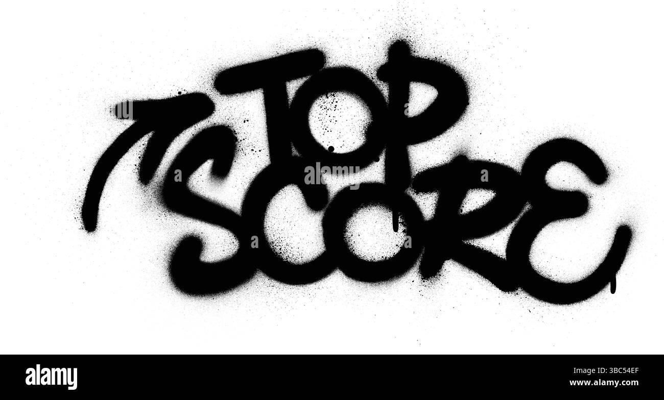 Graffiti top score text sprayed in black over white Stock Vector