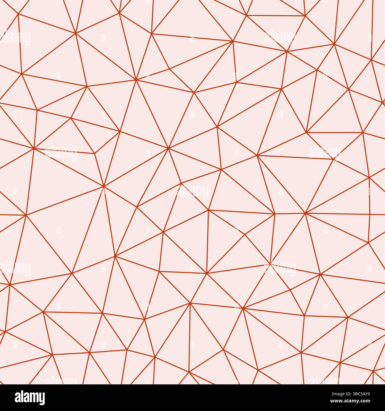 Mosaic triangles shapes background. Deep orange color. Compact triangles size. Thin lines weight. Repeatable pattern. Stock Vector