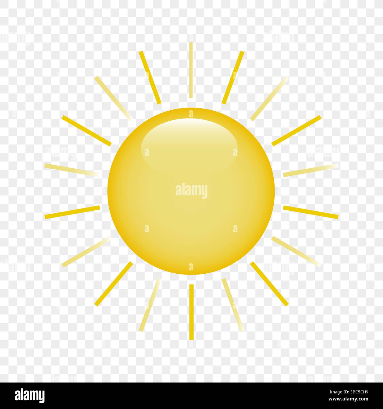 The sun icon on a transparent background. The sun with highlights and ...
