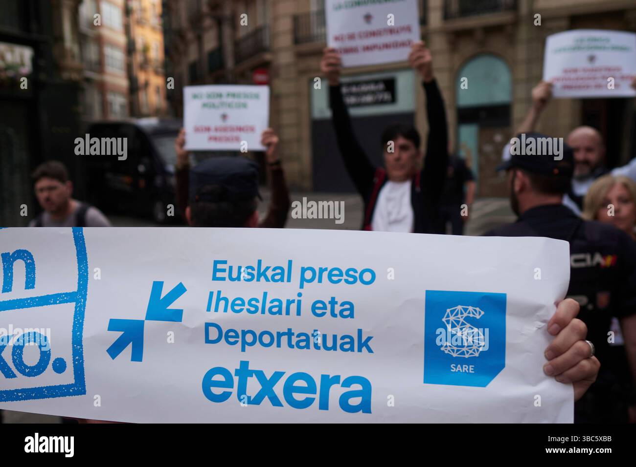 Several people during a rally against an event held in favor of ETA ...