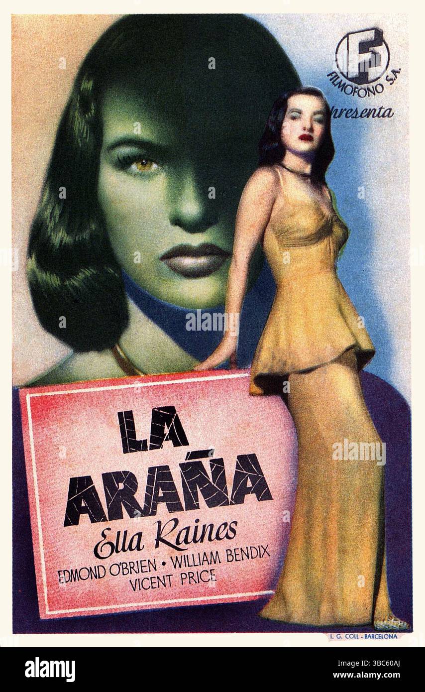 1947 The Web/ La araña with Ella Raines, Director Michael Gordon, Spanish film poster Stock Photo