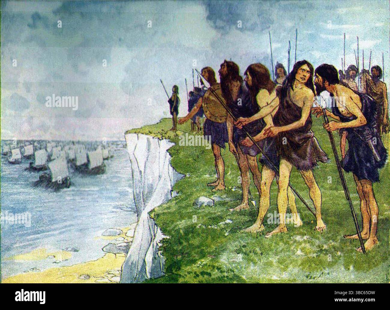 Illustration Of Julius Caesar's Invasion Of Britain When 80 Roman ...
