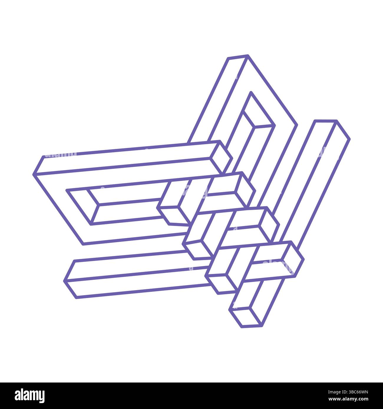 Impossible shapes, optical illusion, vector. Optical art objects. Logo. Geometric figures. Stock Vector