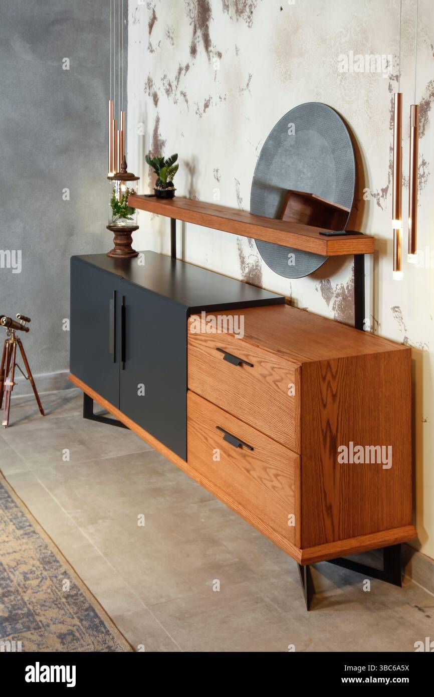 Console in modern interior .3d render Stock Photo - Alamy