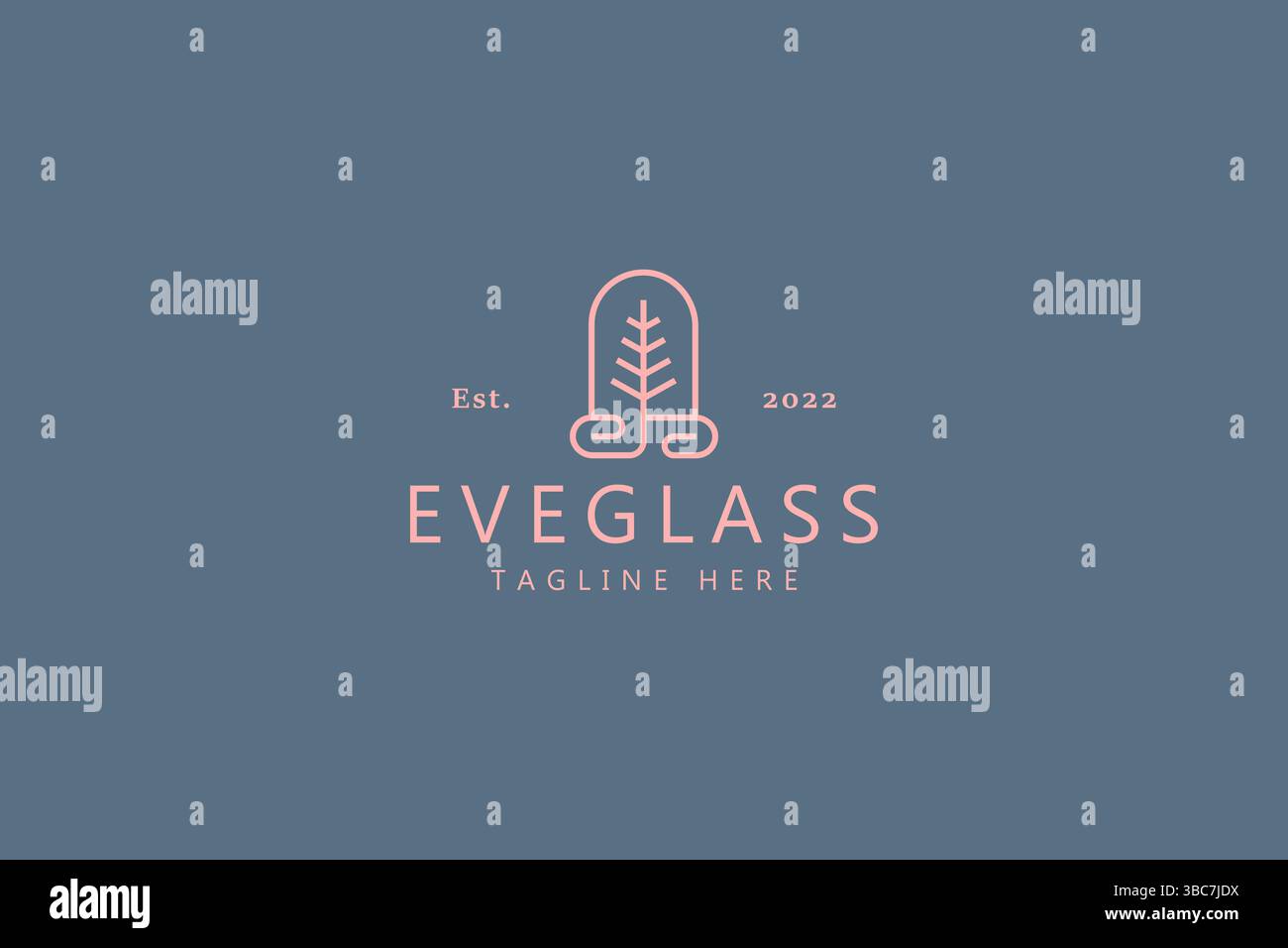 Pine Tree Simple Idea Logo Template. Unique Frame Concept Line Art. Stock Vector