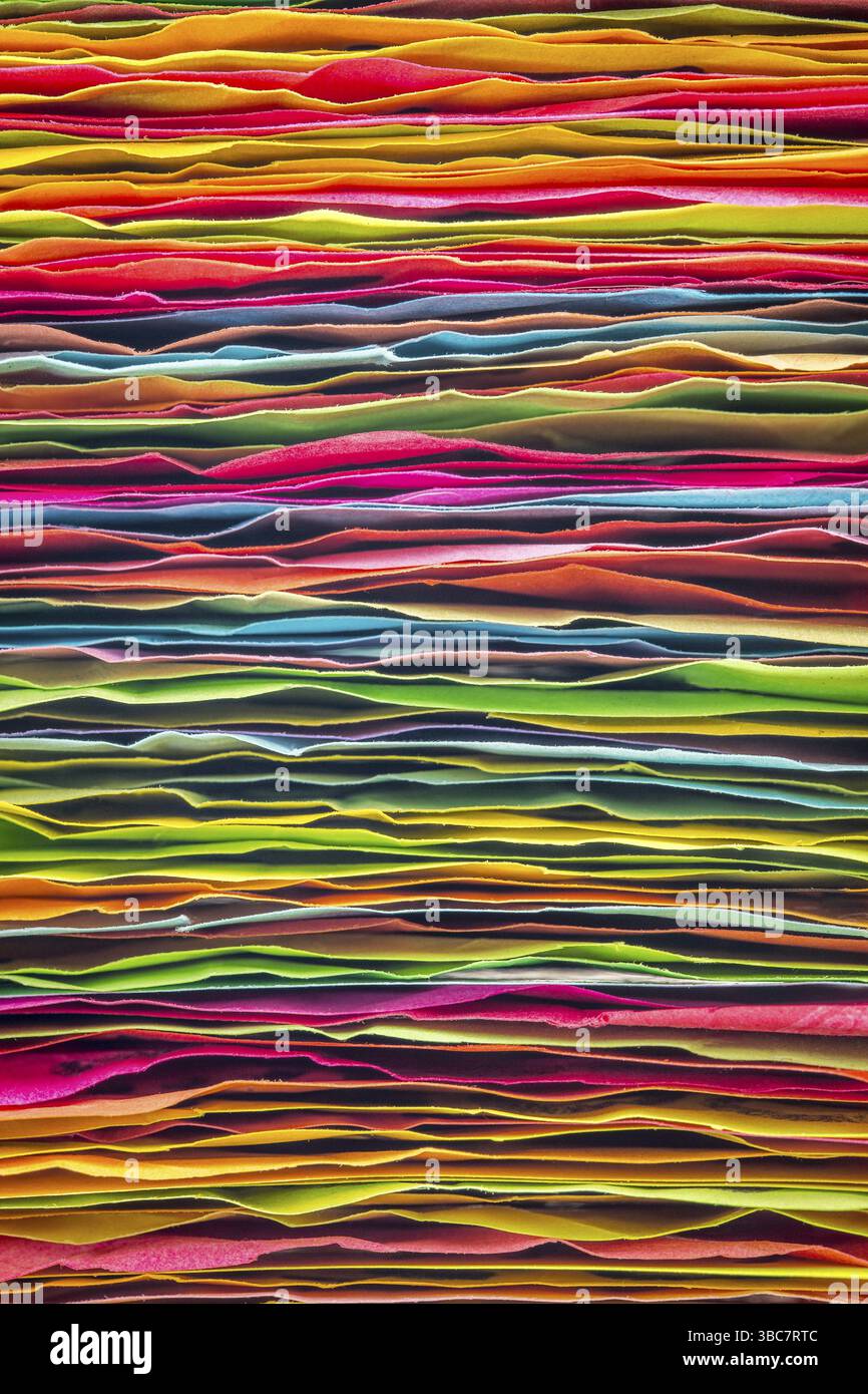 Stack of colorful sticky notes - side view of rough paper edges Stock ...