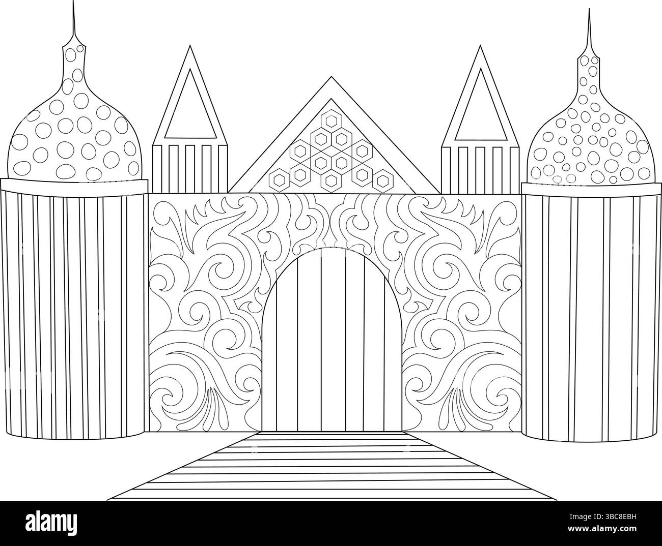 Medieval castle towers and dome Black and White Stock Photos & Images ...