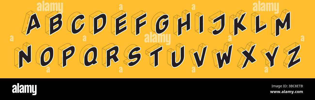 Modern 3d letters with wireframe set Stock Vector