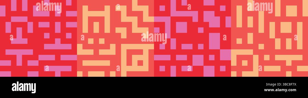 Abstract geometric background set. Colorful pattern with random pixels Stock Vector