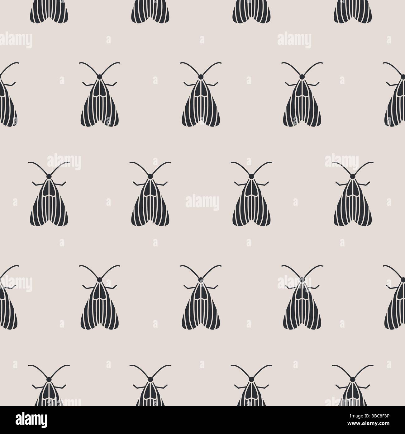 Minimal Halloween background with Butterfly moth. Seamless pattern Stock Vector