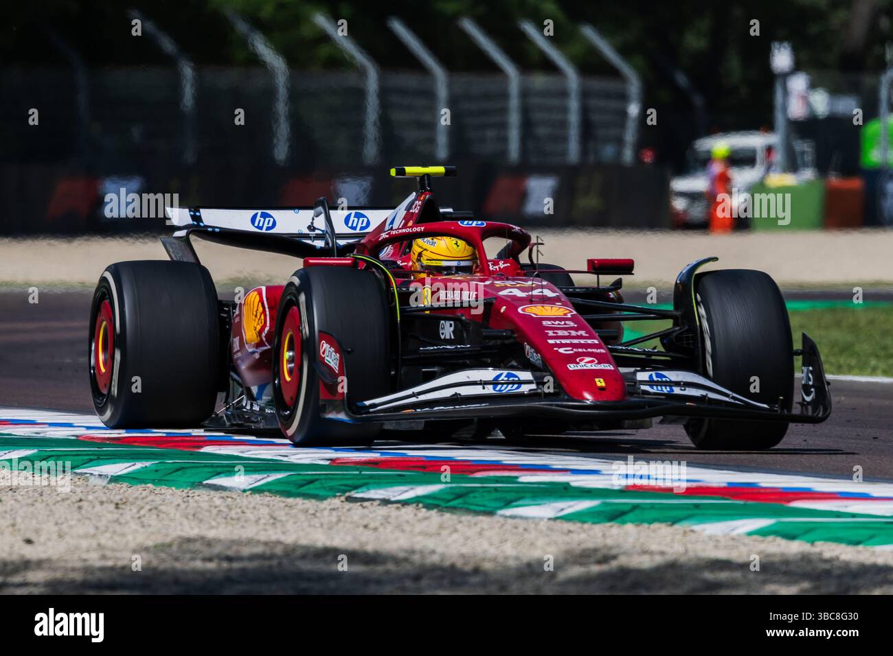 Imola, Italy. 18th May, 2025. Lewis Hamilton of Great Britain and Scuderia Ferrari competes during the Formula One Emilia Romagna Grand Prix. Credit: SOPA Images Limited/Alamy Live News Stock Photo