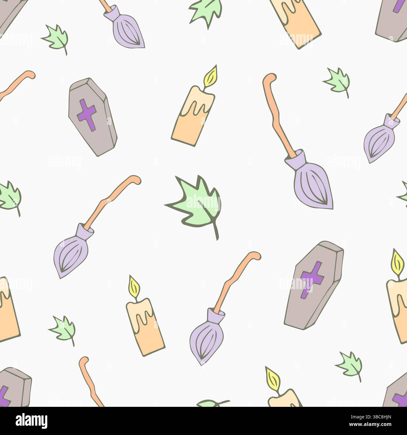 seamless Halloween pattern with bat, spider on a pink background, vector Stock Vector