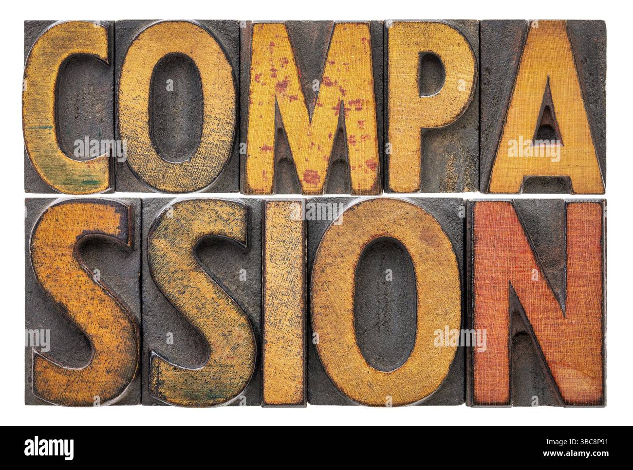 Compassion - isolated word abstract in vintage letterpress wood type ...