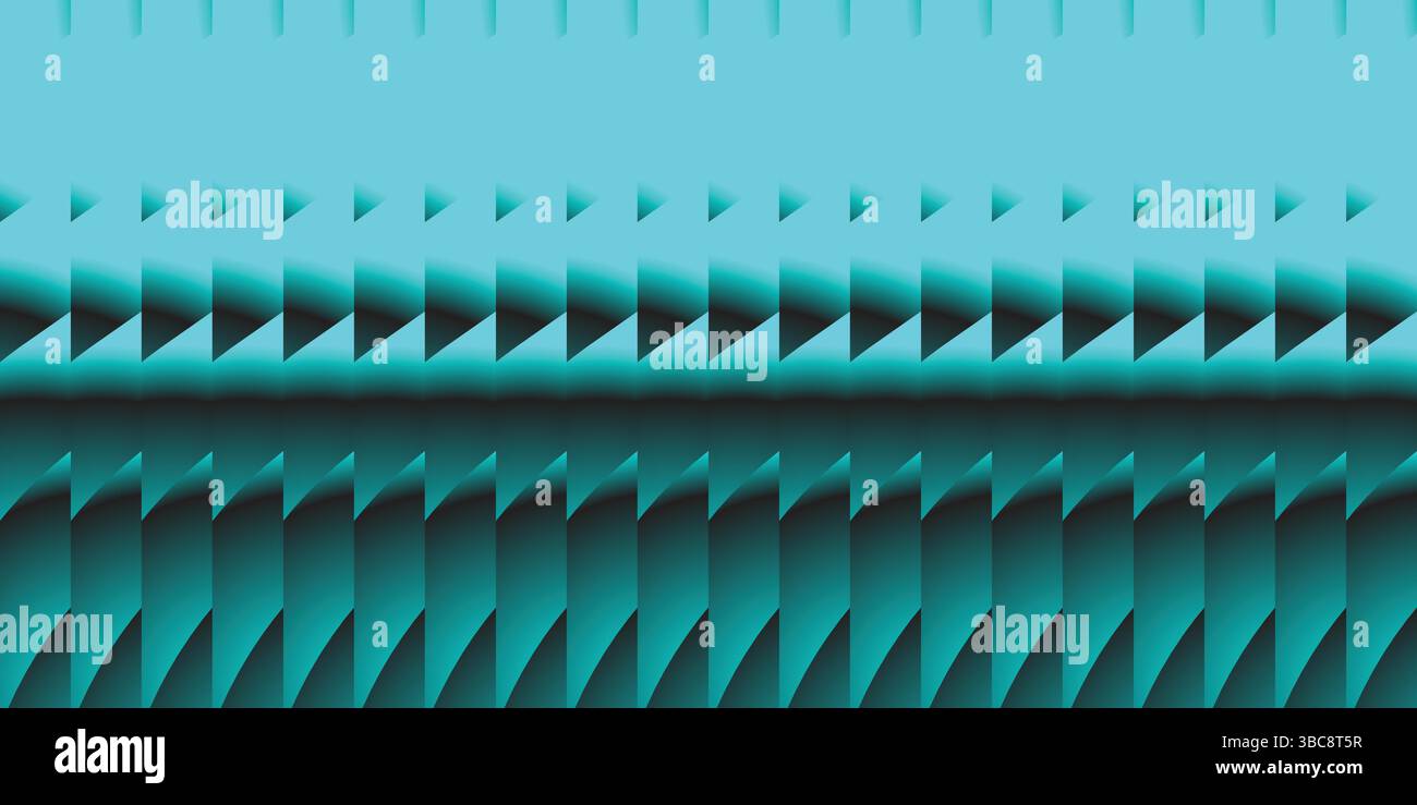 Teal pyramids aligned in gradient rows with sharp minimal abstract layout Stock Vector