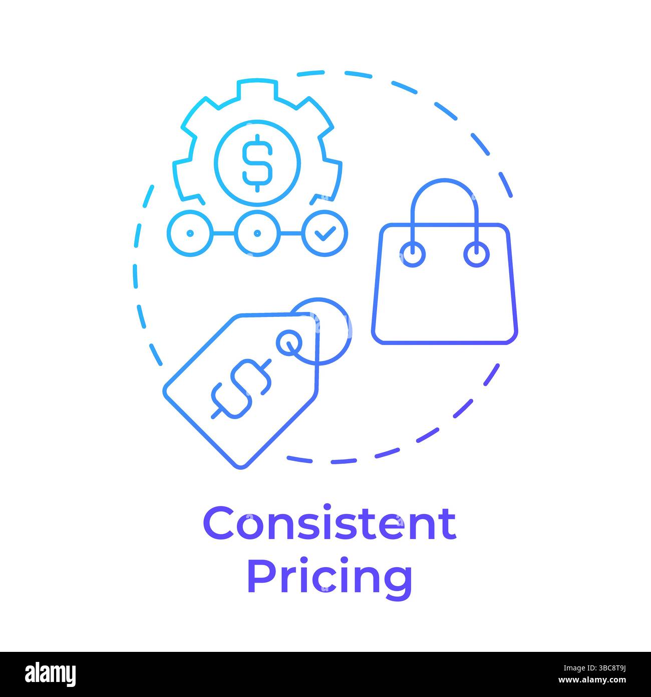 Consistent pricing blue gradient concept icon Stock Vector
