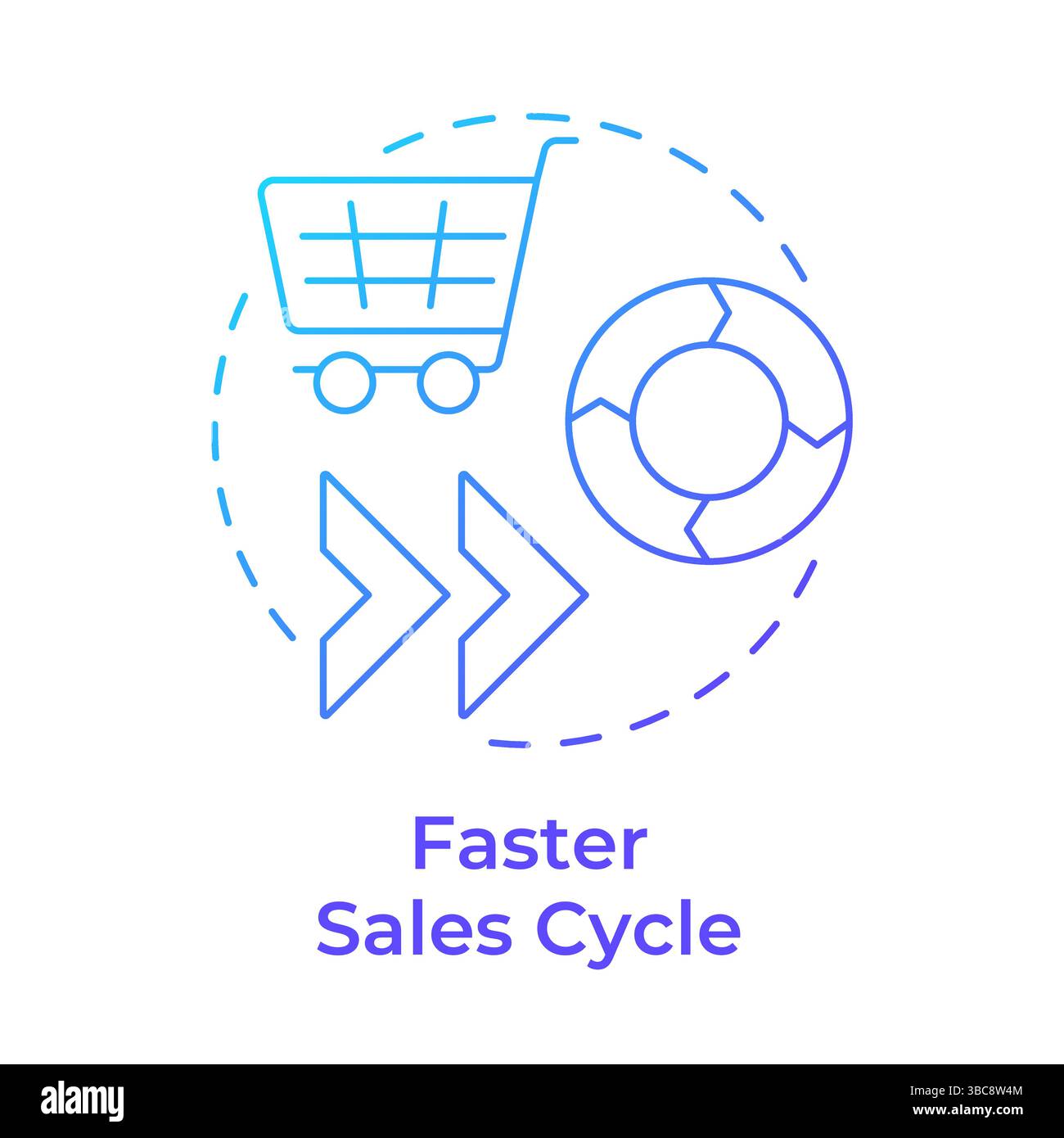 Faster sales cycle blue gradient concept icon Stock Vector