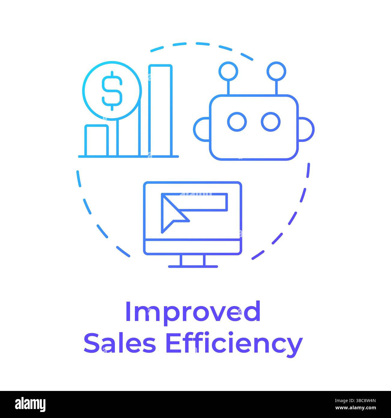Improved sales efficiency blue gradient concept icon Stock Vector
