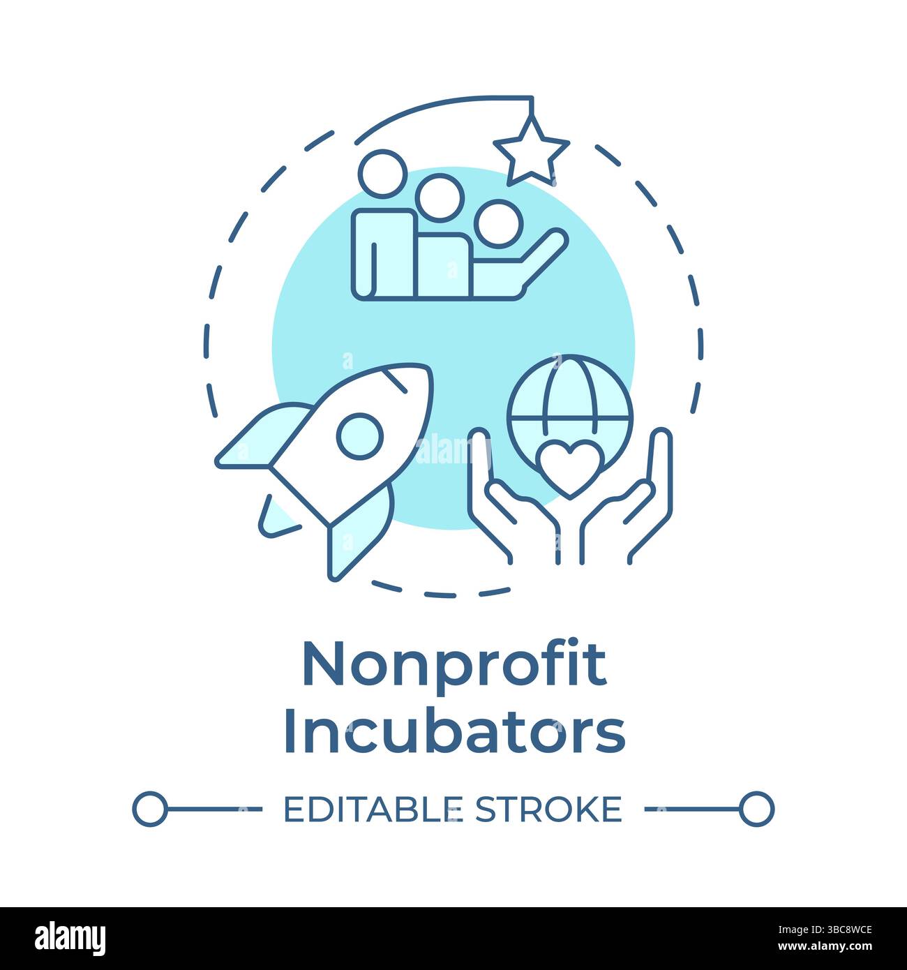 Nonprofit incubators soft blue concept icon Stock Vector