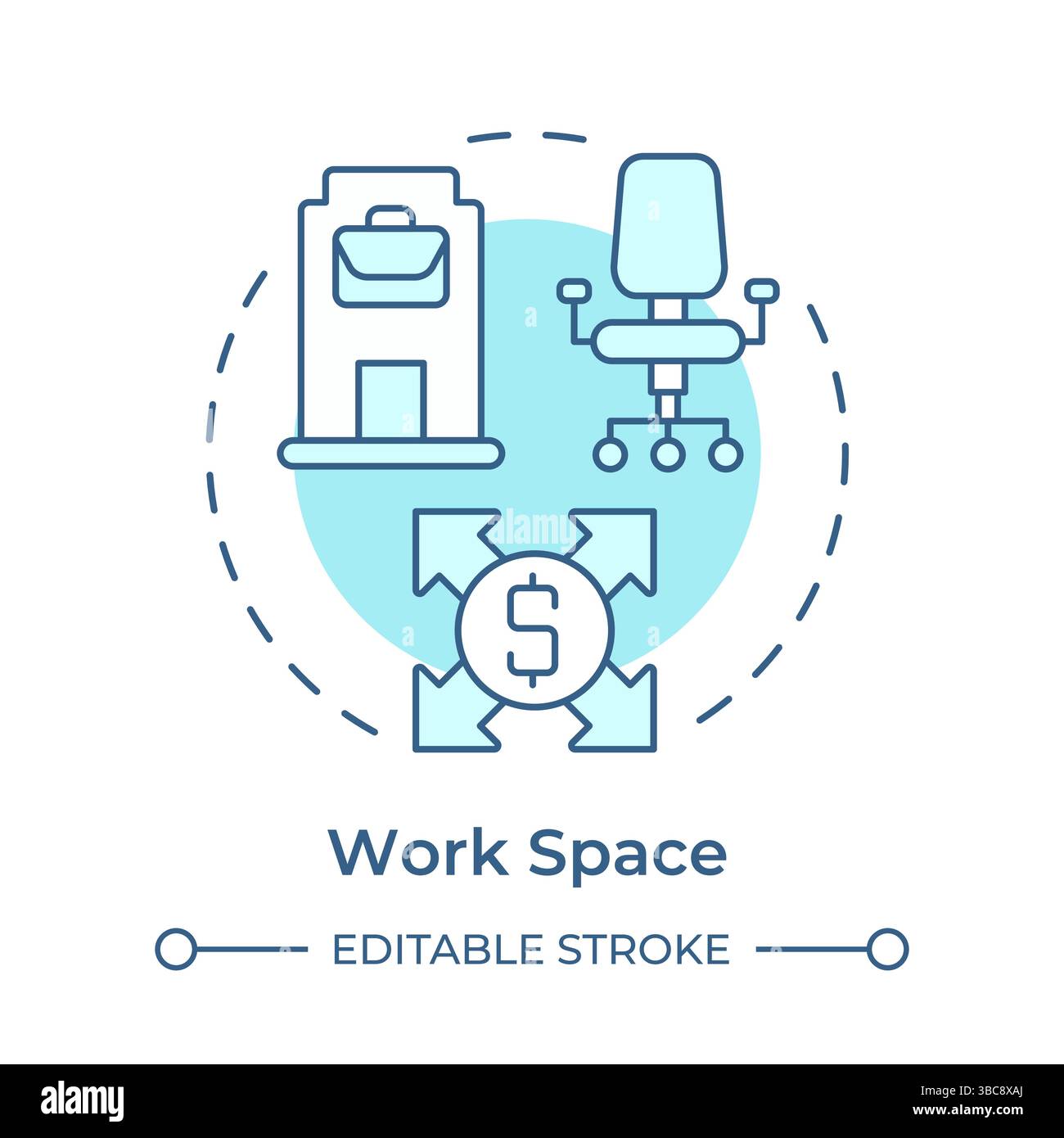 Work space soft blue concept icon Stock Vector