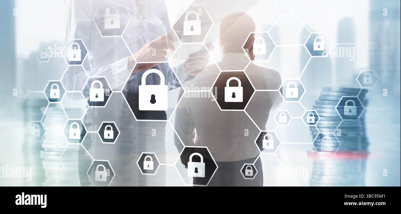 Cybersecurity concept. Data protection universal background. Stock Photo