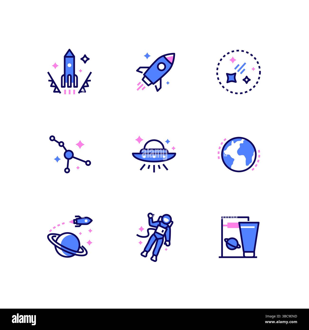 Space exploration - line design style icons set Stock Vector Image ...