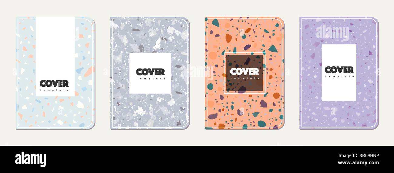 Note book cover design. Terrazzo abstract background made of natural ...