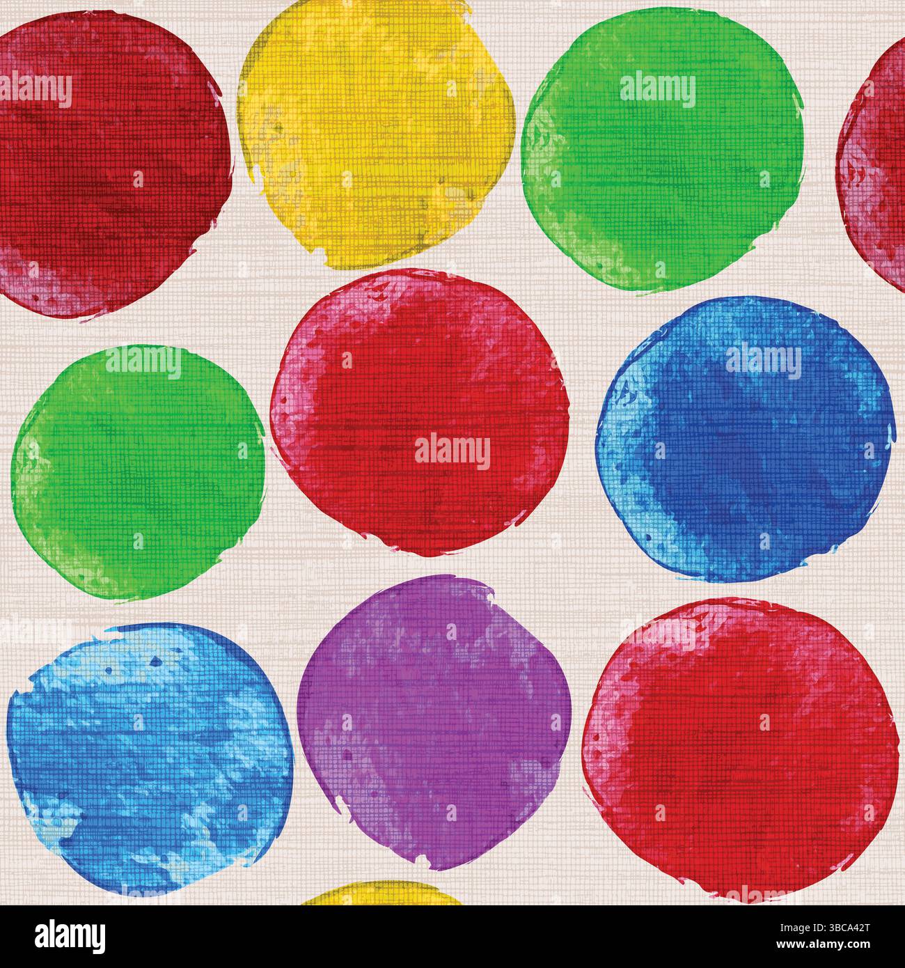 Rainbow Watercolor Dots on Linen – Playful Modern Polka Dot Pattern ...