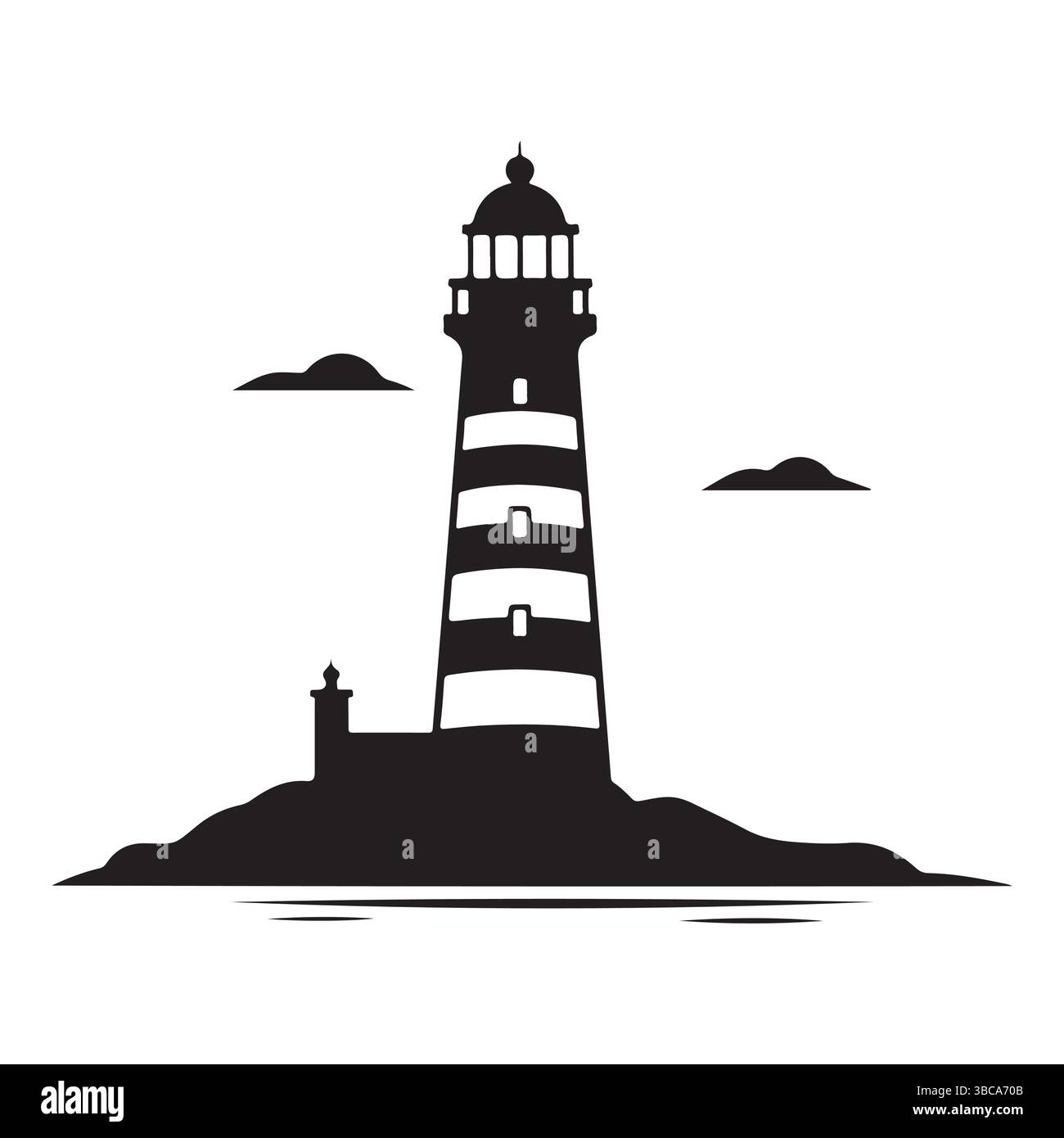 Lighthouse black silhouette of simple minimal vector Stock Vector