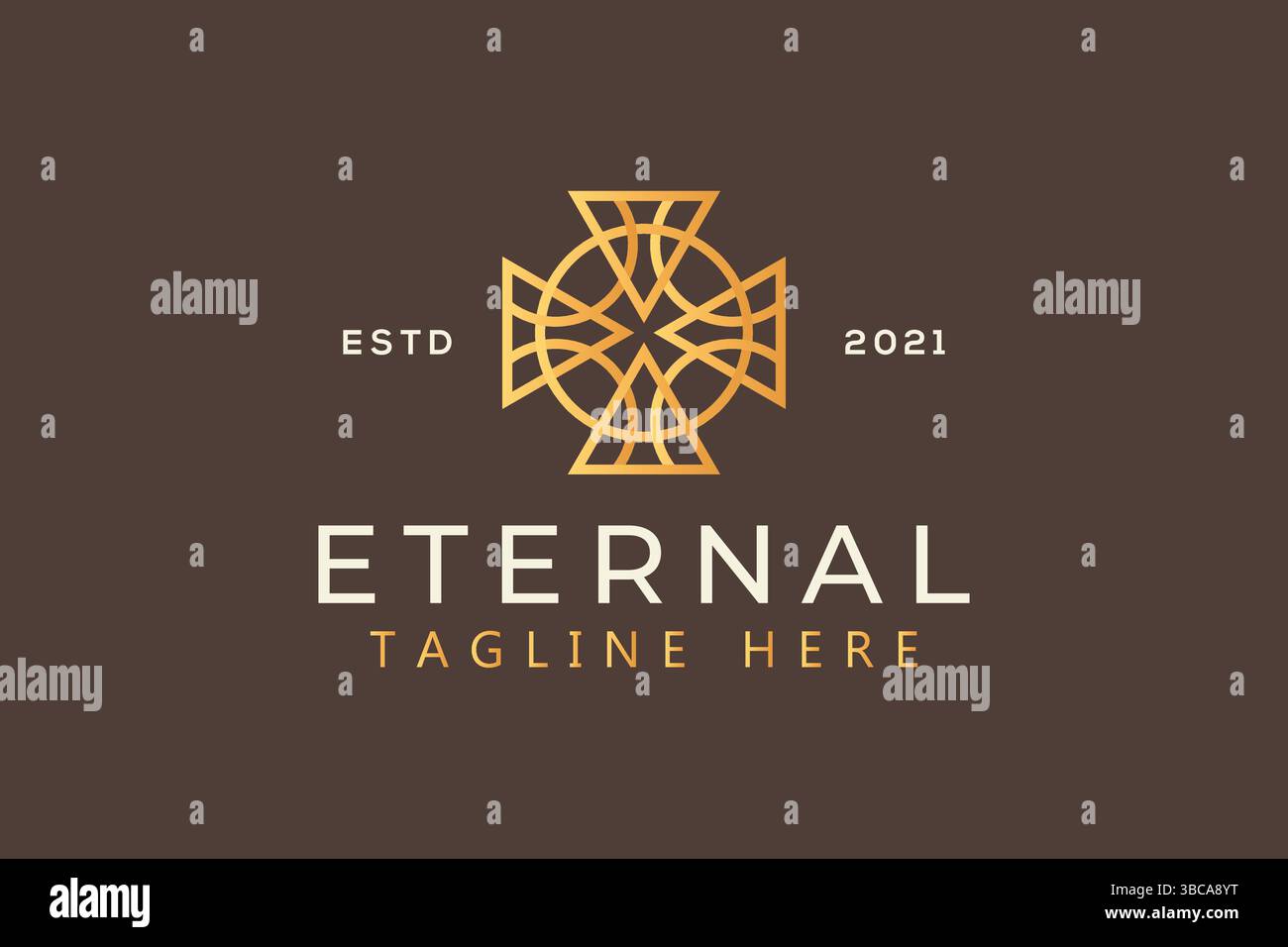 Geometric Abstract Cross and Circle Shape Luxury Logo Stock Vector