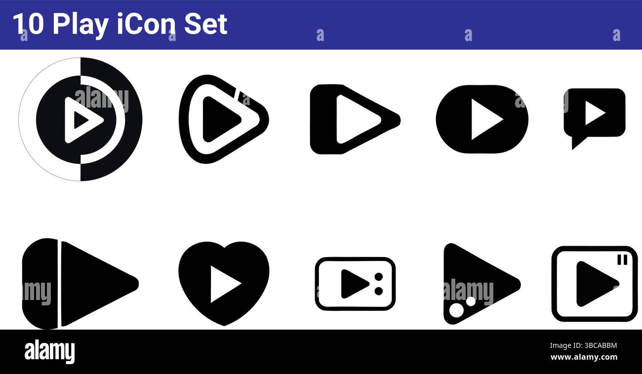 10 Play icons set Stock Vector