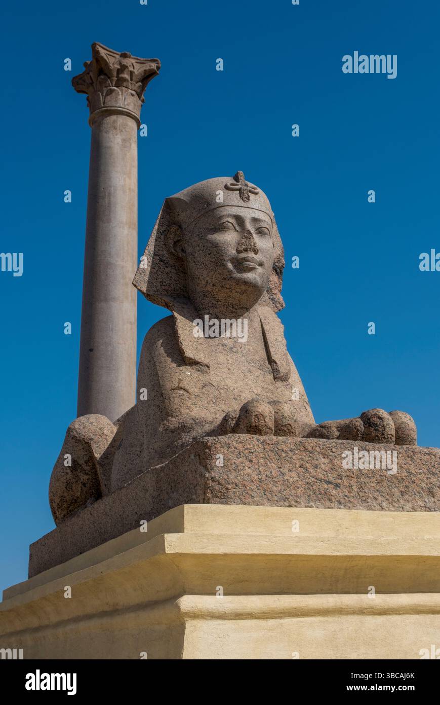 Pompey's Pillar, a Roman triumphal column and sphinx in Alexandria ...