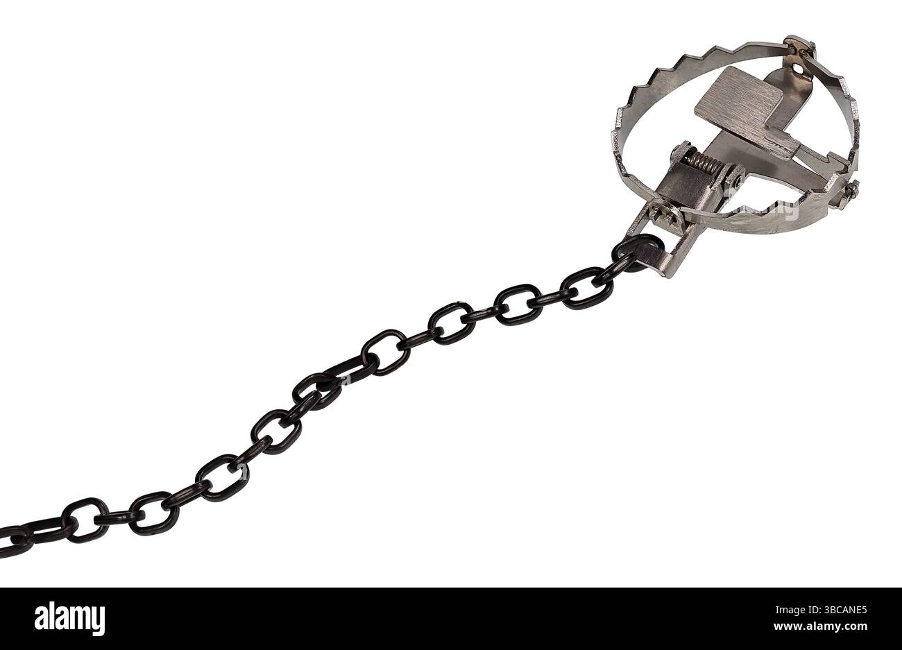Metal bear trap for use in catching bears Stock Photo - Alamy