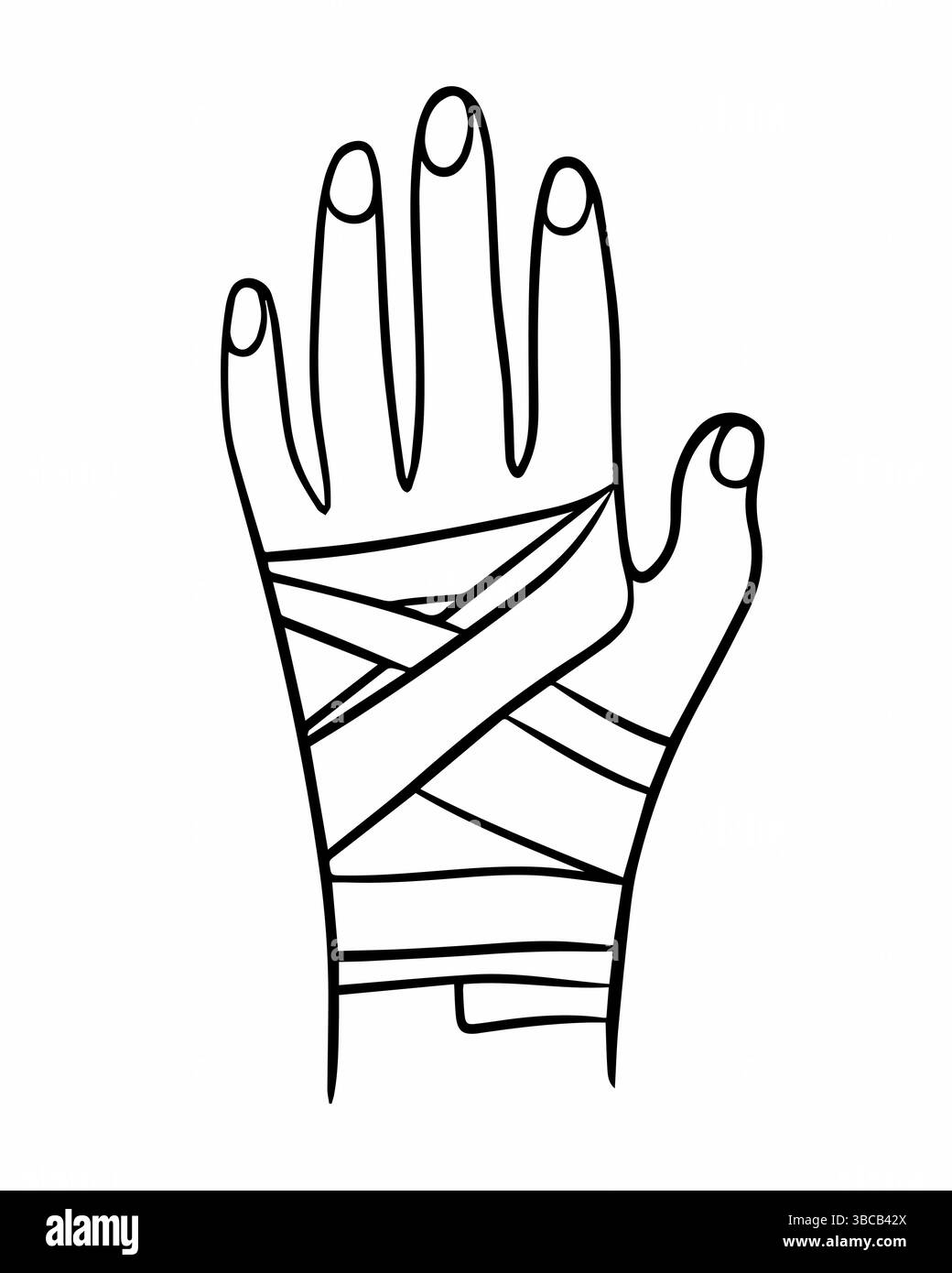 Vector isolated illustration of a bandaged hand. First aid for hand ...